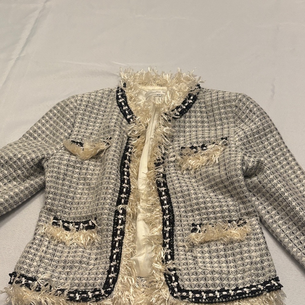 Chic Tweed Jacket with Fringe Details Monkey wear young girl 10